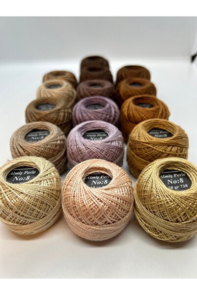 ALMİŞ Almiş Perle Etamine-Cross Stitch Σετ 16 κλωστών (10 GR-NO:8) Καφέ Αποχρώσεις