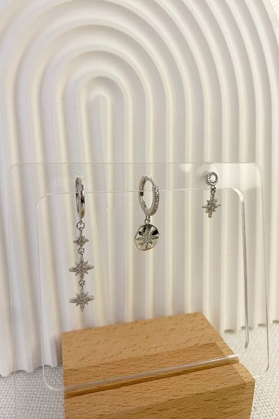 DEMOKAN Women's Earrings Special Design 3 Pcs Dangle Pole Star Earrings