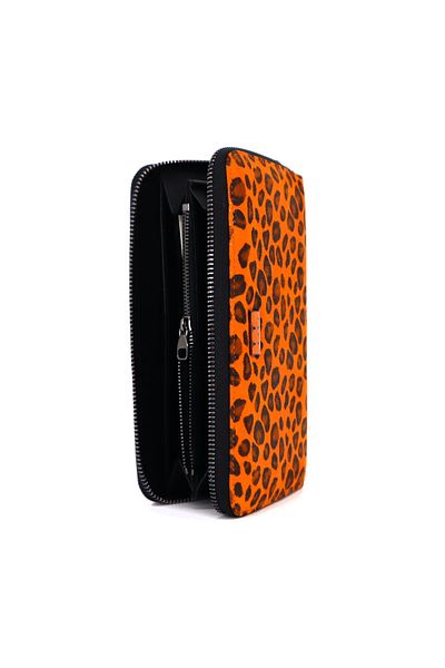 Lux Leder Genuine Leather Leopard Print Suede Wallet