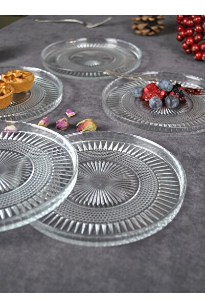 Qualitev طقم أطباق زجاجية صغيرة من إلينا مكون من 6 قطع للحلوى/الكعك/المعجنات مقاس 16 سم