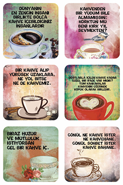 SHELİFE kahve sözleri bar kafe mutfak dekorasyonu için estetik retro 6lı ahşa...