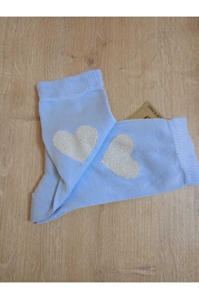 ENEFENDİ М'які блакитні бамбукові шкарпетки без швів - з блискітками та сердечками, жіночі 36-40