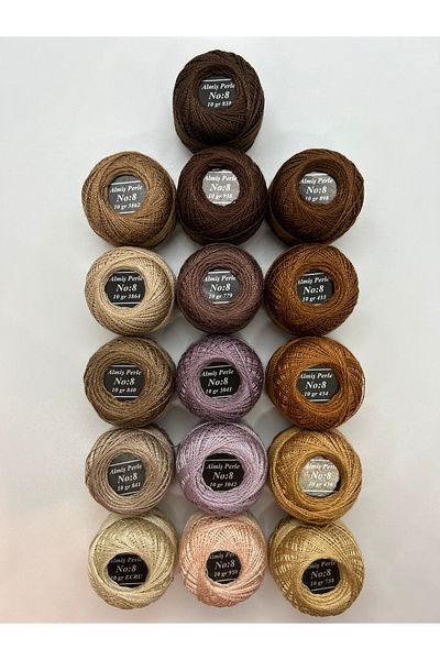 ALMİŞ Almiş Perle Etamine-Cross Stitch Σετ 16 κλωστών (10 GR-NO:8) Καφέ Αποχρώσεις