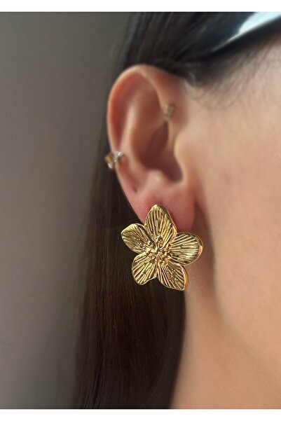 MioArt أقراط لوتس أنيقة على شكل زهرة فولاذية للسيدات