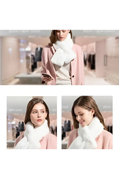 baladı home ev tekstil home collection Soft All Cold - Plush Fur Neck Collar Camisole Scarf