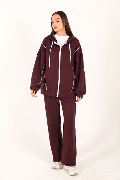 Melike Tatar Mürdüm Three Thread Piping Suit 32-3410