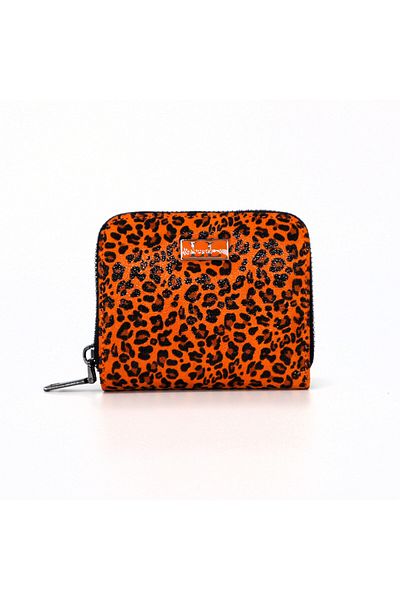 Lux Leder Genuine Leather Small Leopard Print Suede Wallet