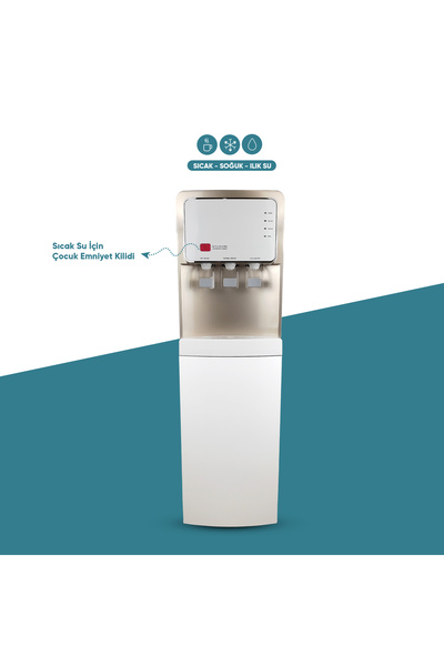 İdeal Mağaza Pompalı Arıtmalı Sebil Sıcak Soğuk Ilık 3 Musluklu Tam Boy Arıtm...