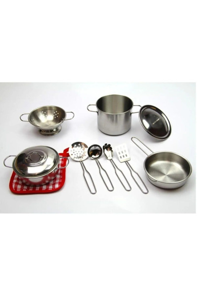 Vardem Yapışmaz Renkli Oyuncak Tencere Tava Seti (11 PARÇA - METAL) / Renkli Karışık Stok Gönderim