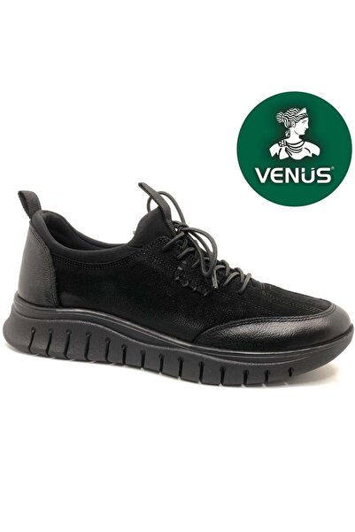 Venüs Bubi Genuine Leather Orthopedic Women's Casual Shoes Black