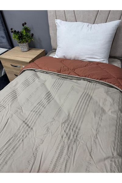 Clasy Ranforce V3 Double Quilt - 100% Cotton, Milk Coffee-Tile, Plain Pattern