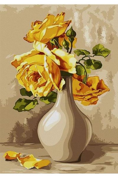 Marcel Kristal Tablo Yellow Flower 41X58Cm-Marcel Art Diamond Mosaic Painting