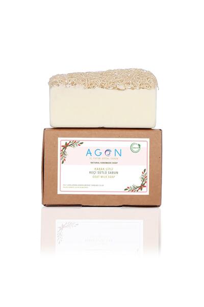Agon صابون حليب الماعز المصنوع يدويًا بنسبة 100% من ألياف اليقطين الطبيعية