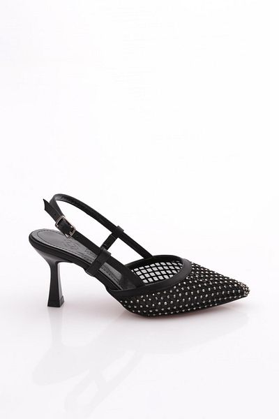DGN Rochie de seara dama pantofi cu toc satin negru 213782621