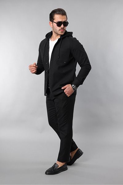 Artı1 Men's Slim Fit Cotton Hooded Denim Shirt