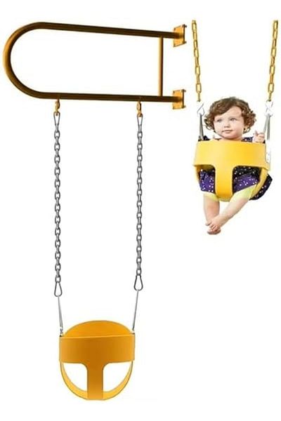 ALBADER Swing Wall Iron with Baby Swing Seat & Chains For Outdoor, Iron Wall Swing, Swing For Kids