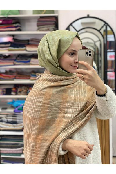 Sima Somon Sima Winter Plaid Tweed Pattern Shoulder Shawl