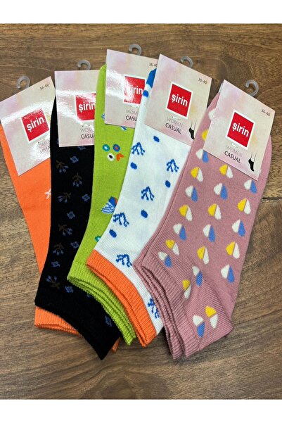 Şirin Colorful Patterned Booties Socks (12 Pieces) Number 36-40