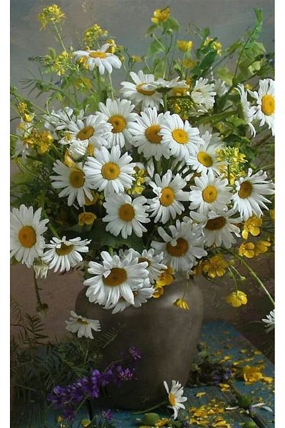 Marcel Kristal Tablo Daisies in a Vase Diamond Mosaic Painting 37X60Cm