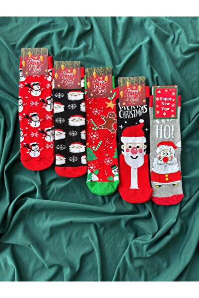 KRC & GLOBAL TEKSTİL Unisex New Year - Christmas - Christmas Themed Socks Pac...