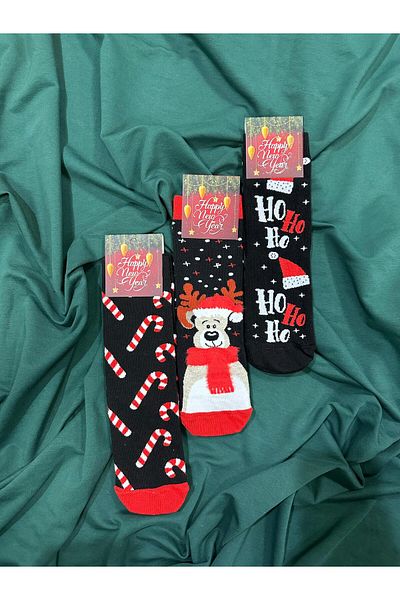 KRC & GLOBAL TEKSTİL Christmas-Christmas-Christmas Themed Socks 3-Pack