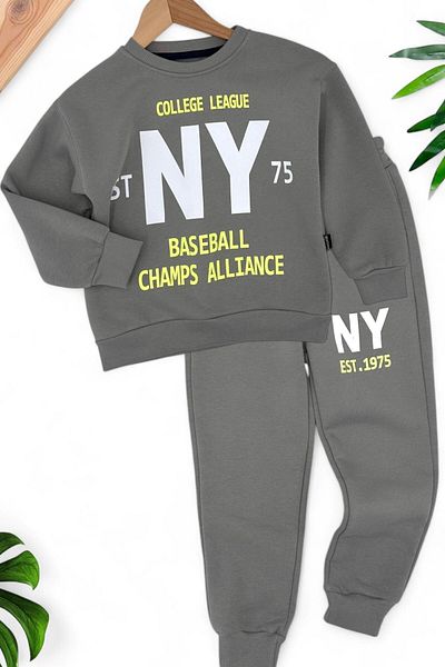 Ege Bebek Children's Winter 3 Rope Charded 5-6-7-8-9 Years Ny Printed Tracksuit