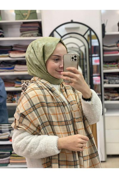 Sima ΜΠΕΖ Sima Χειμερινό καρό Tweed μοτίβο σάλι ώμου