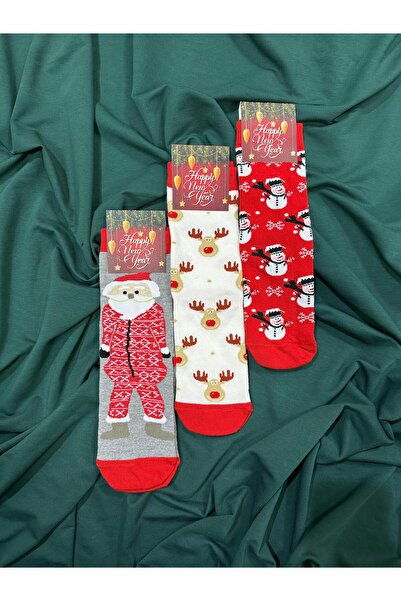 KRC & GLOBAL TEKSTİL Anul Nou - Crăciun - Pachet de 3 șosete unisex cu temati...