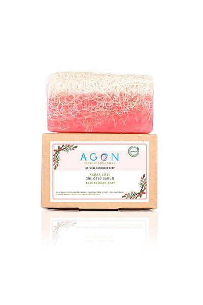 Agon 120 g Natural Pumpkin Fiber Rose Extract Handmade Soap