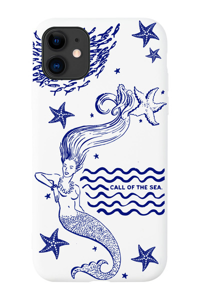 shoptocase iPhone 11 Uyumlu Denizkızı Desenli Beyaz Lansman Telefon Kılıfı
