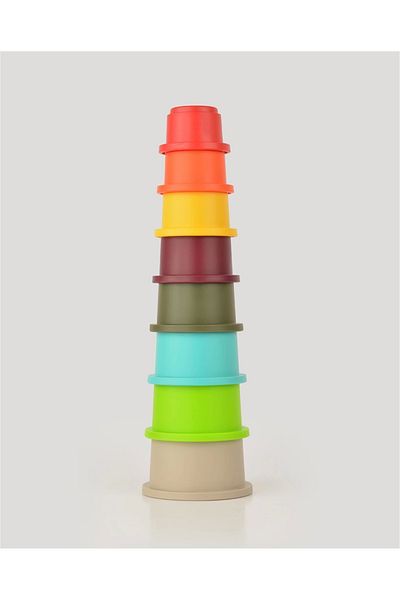 Doğan Oyuncak Dünyası Round Colorful Containers - Overlapping Game - Unbreakable Toy - Unbreakable Baby Toy - Box Knee