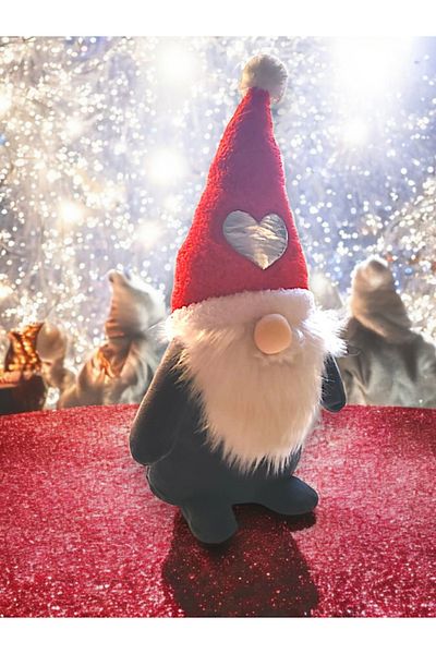 tosbai Red and Gray 45 cm Christmas Elf Gift - Dwarf Plush Toy