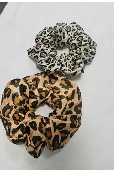 ella'nın çarşısı Leopar Desenli Lastikli Simit Toka İki Adet Açık ve Koyu Renk