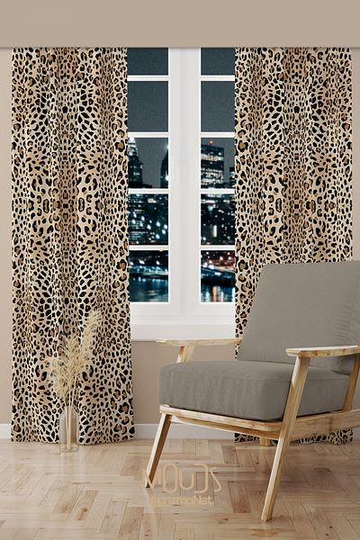 Moud's Leopard Pattern Suede Living Room - Digital Printed, 2 Blades Extrafor Drawstring Prd-1011