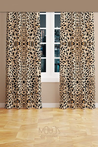 Moud's Leopard Pattern Suede Living Room - Digital Printed, 2 Blades Extrafor Drawstring Prd-1011