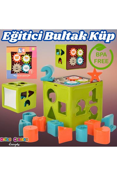 Doğan Oyuncak Dünyası Educational Bultak Cube - Shape Settle Game - Unbreakable Montessori Toy