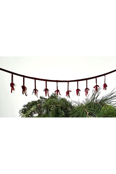 nuit Yılbaşı Süsü / Yılbaşı Ağacı Süsü / Yılbaşı Şömine Süsü / Kadife Çan Kurdele Zinciri