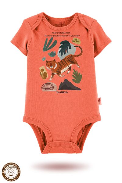 MAHFEL 2-Piece 100% Cotton Organic Printed Snap Fastener Baby Bodysuit