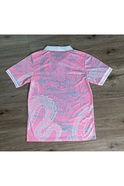 Violon Pink Kitty JERSEY Madrid Dragon Jersey Tricou alb cu guler cu nasturi