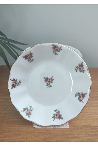 Porland Burgundy Porcelain Gülriz - 11 Cm, 12 Tea Plates