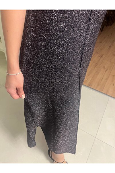 byFeyza Metalik Simli Elbise \ Şık Davet Elbisesi