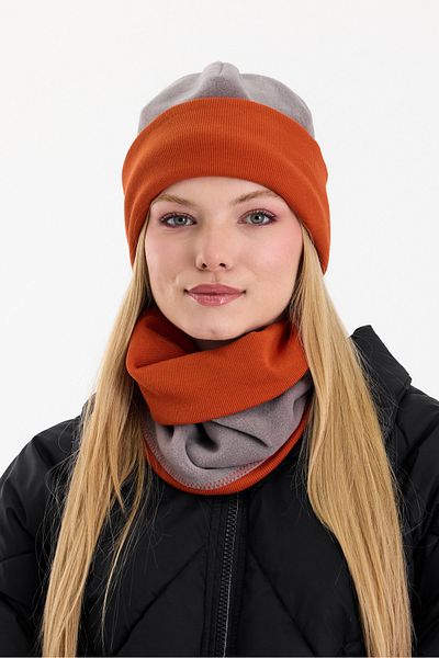 Butikgiz Hünkar Sytle, Double Color Double Layer Foldable Soft Women's Beanie Neck Collar Suit