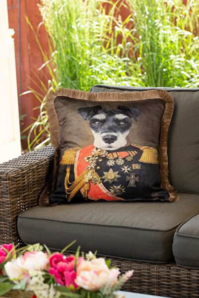 LUX VIE Husă de pernă cu design special din catifea importată de Anul Nou Comandantul Câine