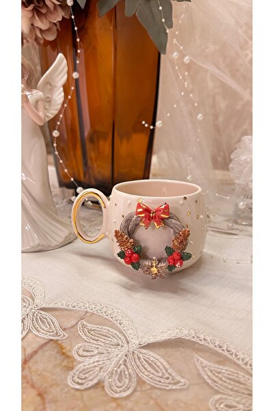 Port Aksesuar Yılbaşı Konseptli El Yapımı Seramik Mug Kahve Fincanı (Kokina Ç...