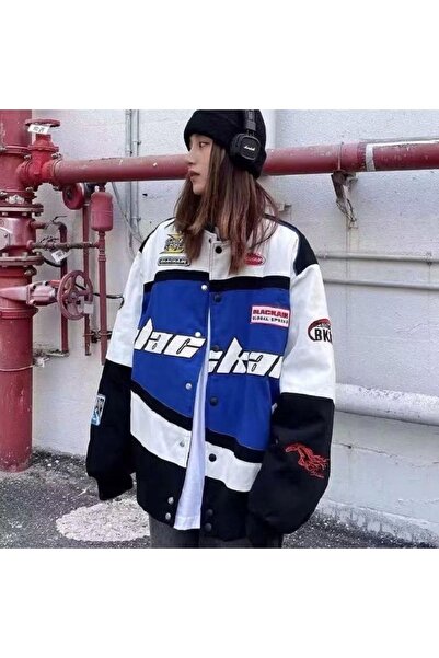 Violon Mavi Black Air Retro Baggy Oversize Paraşüt Ceket