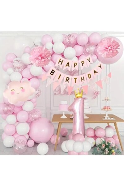 Bkmc ROZ CLOUD FOIL 1 AN LANT BUBBLE SET DE PETRECERE DE ANIVERSARE ORNAMENT