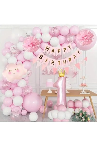Bkmc ROZ CLOUD FOIL 1 AN LANT BUBBLE SET DE PETRECERE DE ANIVERSARE ORNAMENT