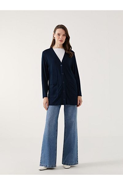 LC Waikiki Lcw V-Neck Solid Long Sleeve Women's Cardigan