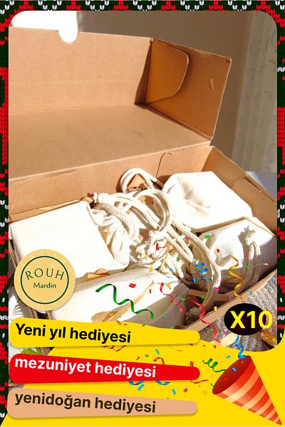 ROUH Mardin Natural Soap That Can Be Given as a Gift for a New Year, Graduation, a Gift for a Newborn and a Wedding 10 Pcs