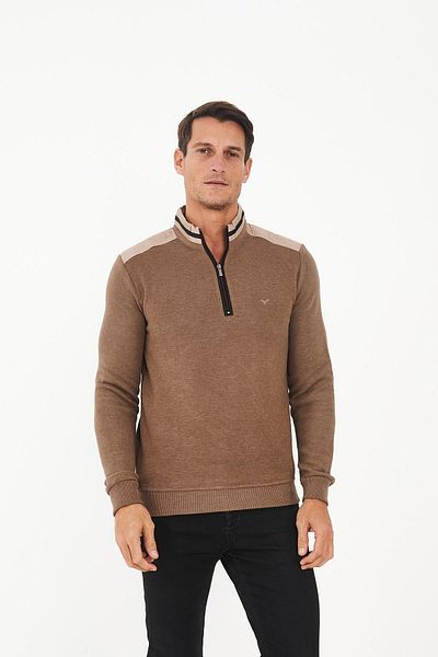 Maccali Ανδρικό φούτερ PolarCore με μισό φερμουάρ Basic Plain Mink